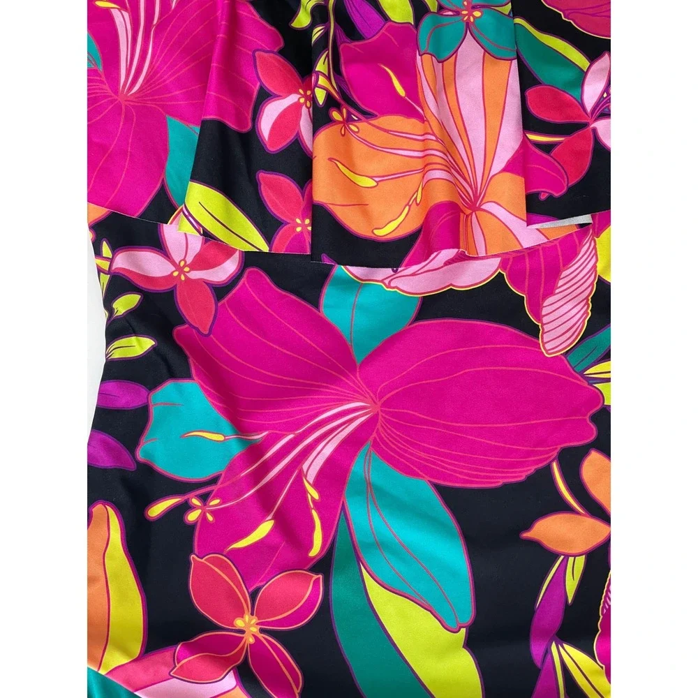 Trina Turk Solar One Piece‎ Off The Shoulder Ruffle Swimsuit Floral Print Size 8